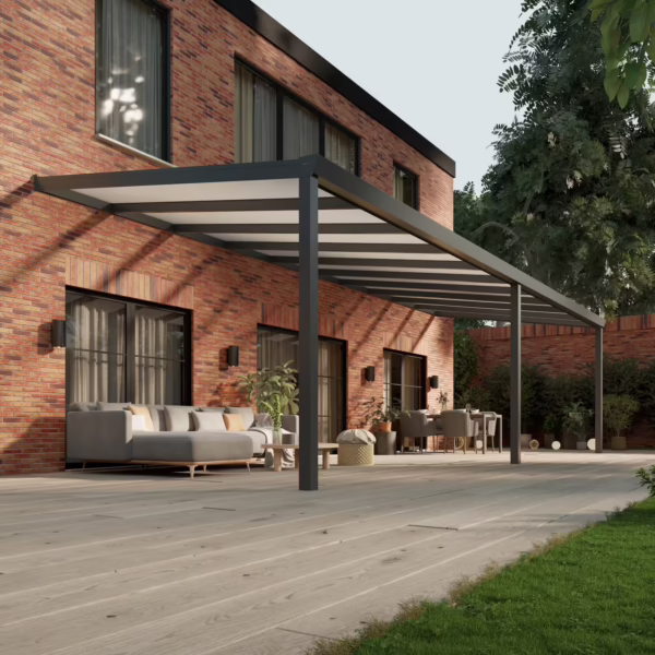 Polycarbonaat overkapping Plus 10 x 3,5 meter antraciet