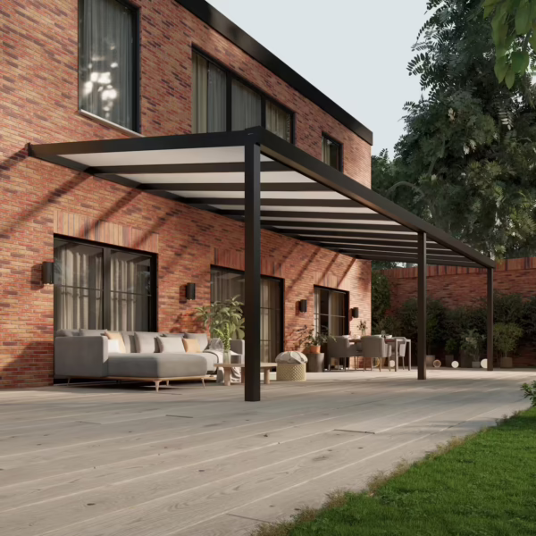 Polycarbonaat overkapping Plus 10 x 3,5 meter matzwart