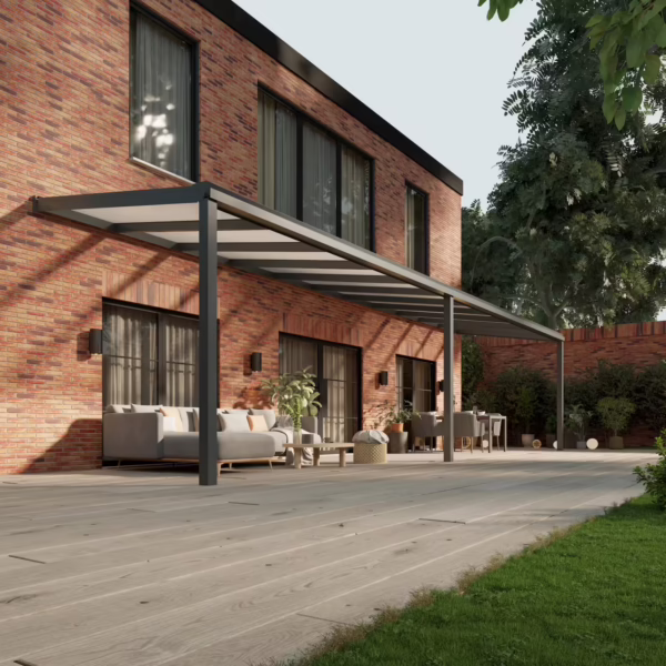 Polycarbonaat overkapping Plus 11 x 2,5 meter antraciet