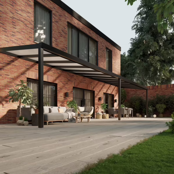 Polycarbonaat overkapping Plus 12 x 2,5 meter matzwart