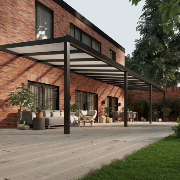 Polycarbonaat overkapping Plus 12 x 3,5 meter matzwart