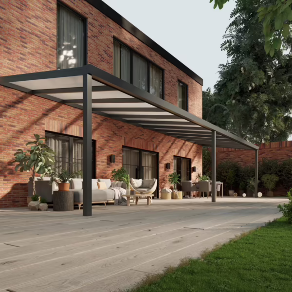 Polycarbonaat overkapping Plus 12 x 3 meter antraciet