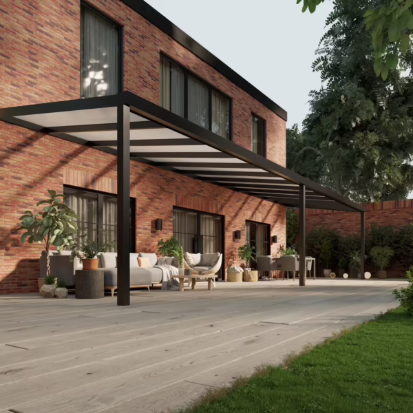 Polycarbonaat overkapping Plus 12 x 3 meter matzwart