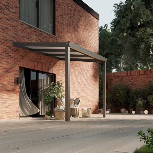 Polycarbonaat overkapping Plus 3 x 2,5 meter antraciet