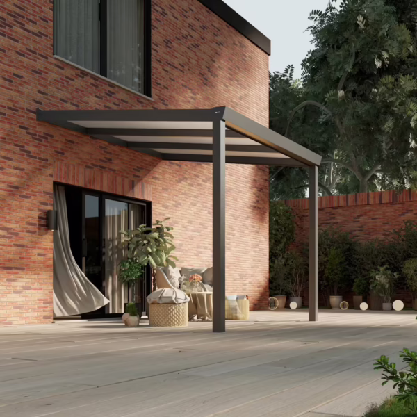 Polycarbonaat overkapping Plus 3 x 3 meter antraciet