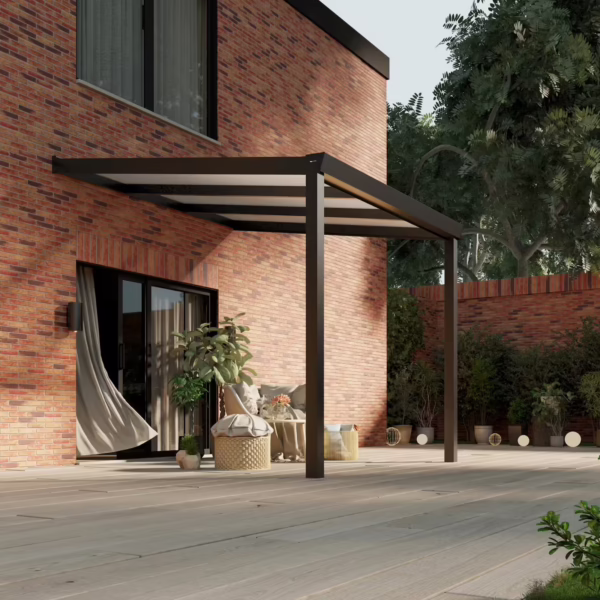 Polycarbonaat overkapping Plus 3 x 3 meter matzwart