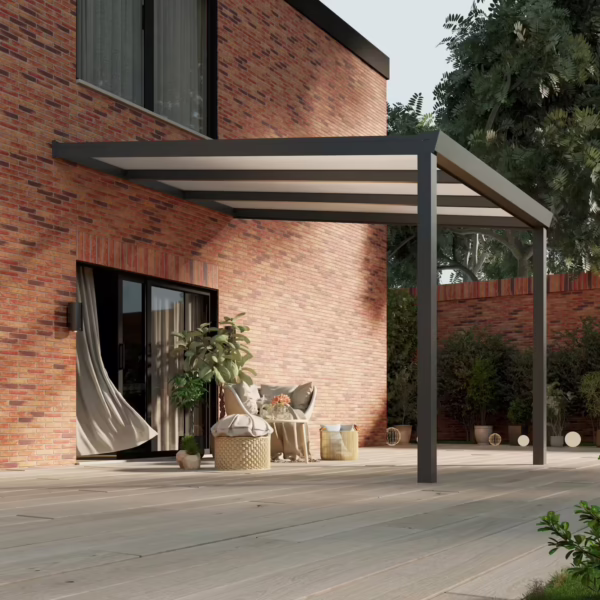 Polycarbonaat overkapping Plus 3 x 4 meter antraciet