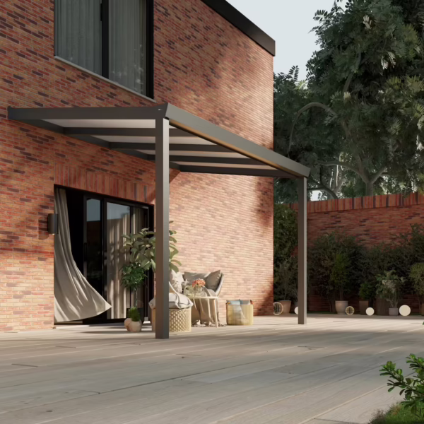 Polycarbonaat overkapping Plus 4 x 2,5 meter antraciet