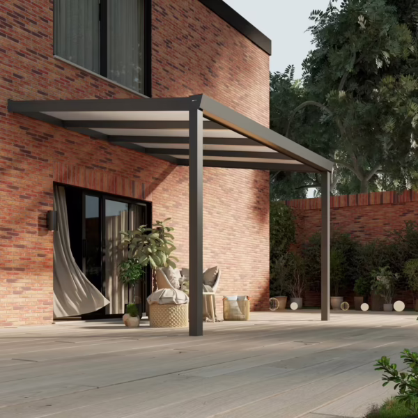 Polycarbonaat overkapping Plus 4 x 3 meter antraciet