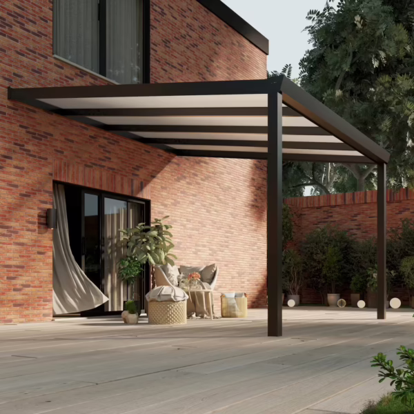 Polycarbonaat overkapping Plus 4 x 4 meter matzwart