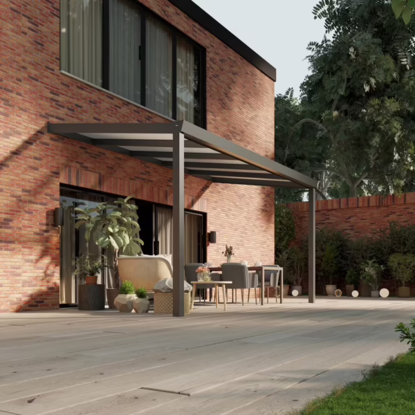 Polycarbonaat overkapping Plus 5 x 2,5 meter antraciet