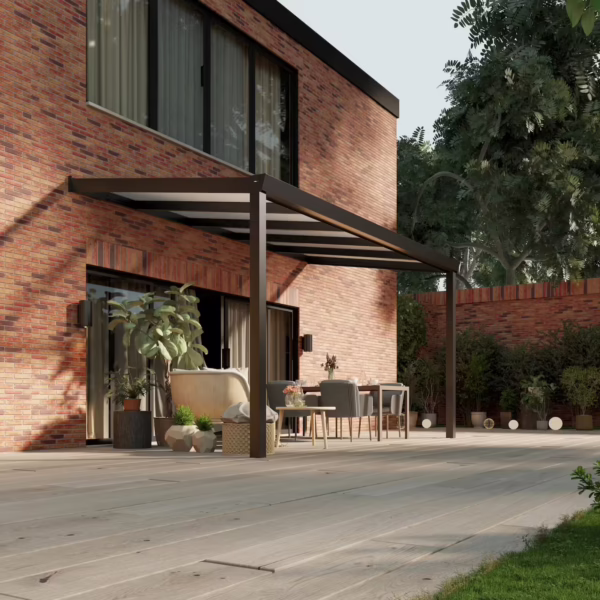 Polycarbonaat overkapping Plus 5 x 2,5 meter matzwart