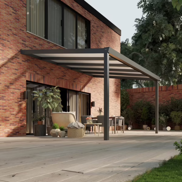 Polycarbonaat overkapping Plus 5 x 3,5 meter antraciet