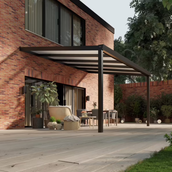 Polycarbonaat overkapping Plus 5 x 3,5 meter matzwart