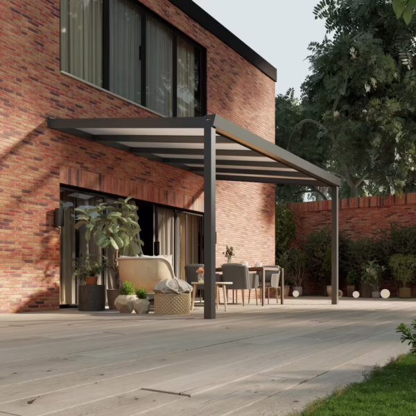 Polycarbonaat overkapping Plus 5 x 3 meter antraciet