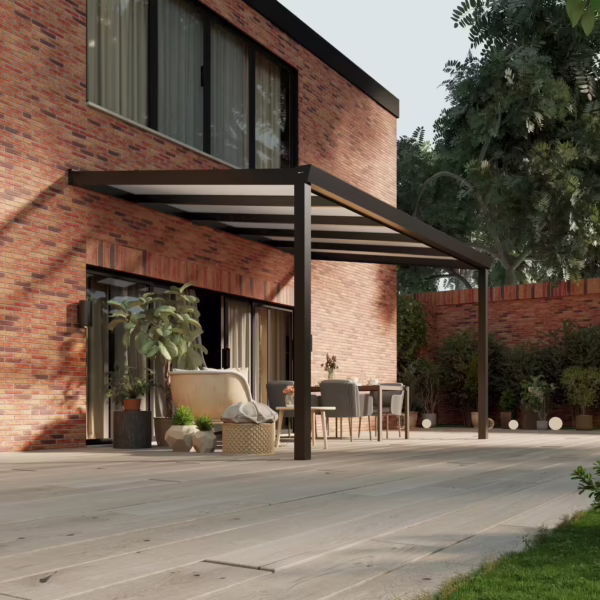 Polycarbonaat overkapping Plus 5 x 3 meter matzwart