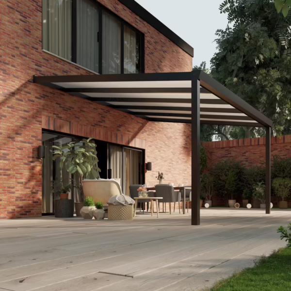 Polycarbonaat overkapping Plus 5 x 4 meter matzwart