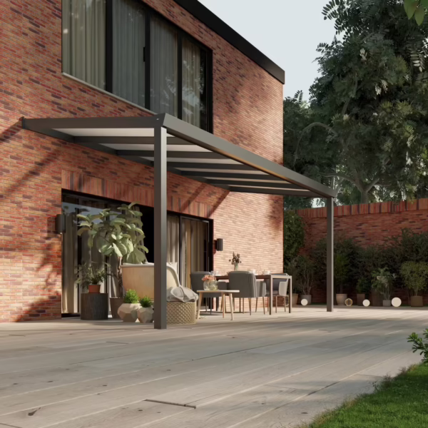 Polycarbonaat overkapping Plus 6 x 2,5 meter antraciet