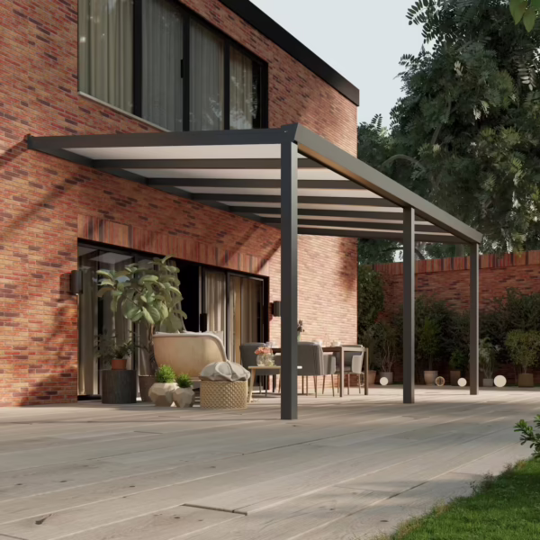 Polycarbonaat overkapping Plus 6 x 3,5 meter antraciet