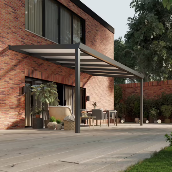 Polycarbonaat overkapping Plus 6 x 3 meter antraciet