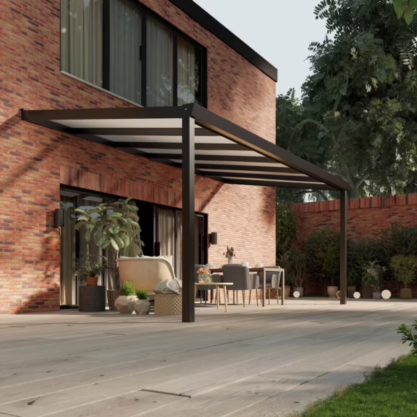 Polycarbonaat overkapping Plus 6 x 3 meter matzwart