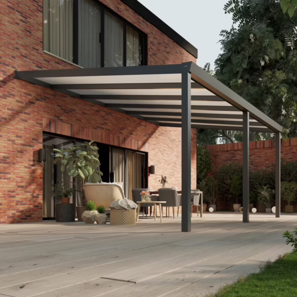 Polycarbonaat overkapping Plus 6 x 4 meter antraciet