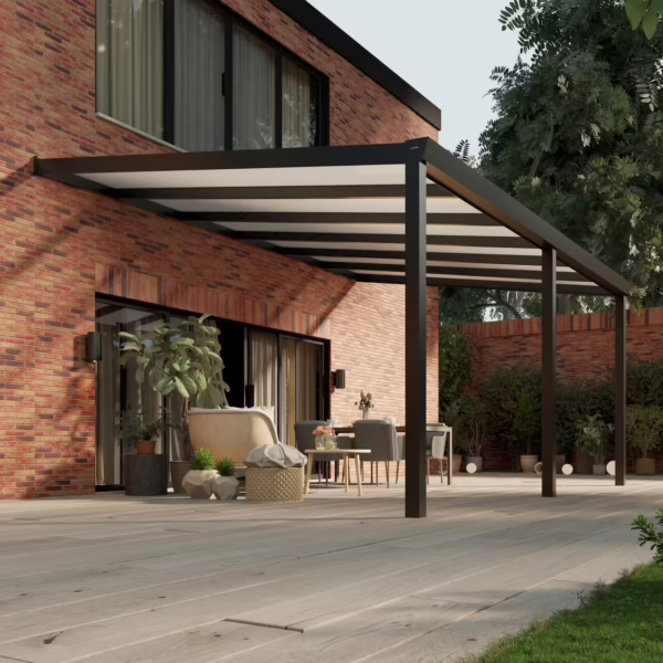 Polycarbonaat overkapping Plus 6 x 4 meter matzwart