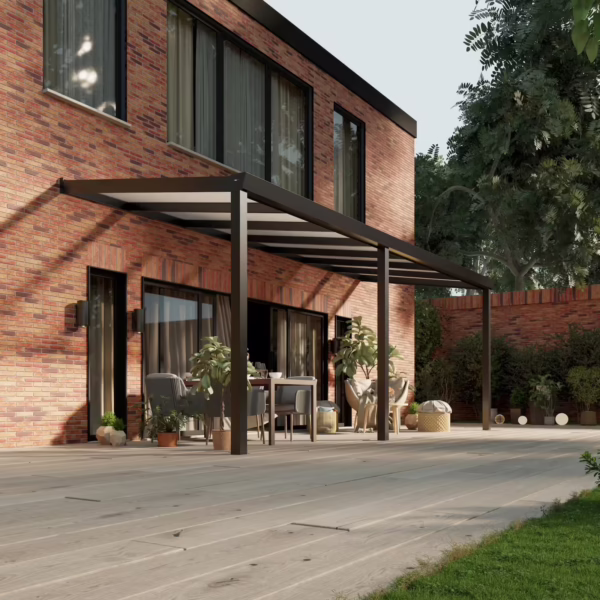 Polycarbonaat overkapping Plus 7 x 2,5 meter matzwart