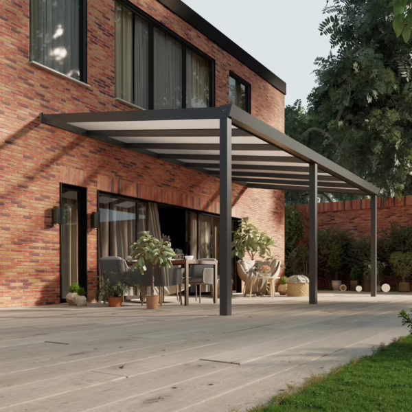 Polycarbonaat overkapping Plus 7 x 3,5 meter antraciet