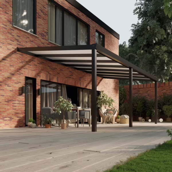 Polycarbonaat overkapping Plus 7 x 3,5 meter matzwart