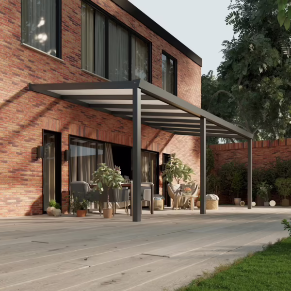 Polycarbonaat overkapping Plus 7 x 3 meter antraciet