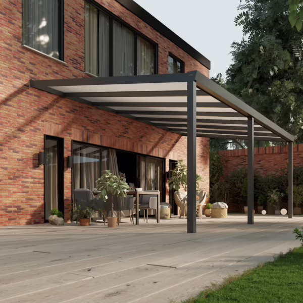 Polycarbonaat overkapping Plus 7 x 4 meter antraciet