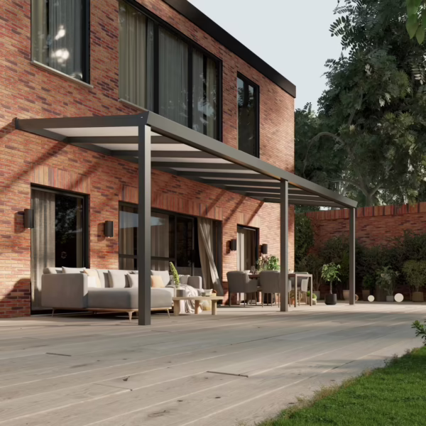 Polycarbonaat overkapping Plus 8 x 2,5 meter antraciet