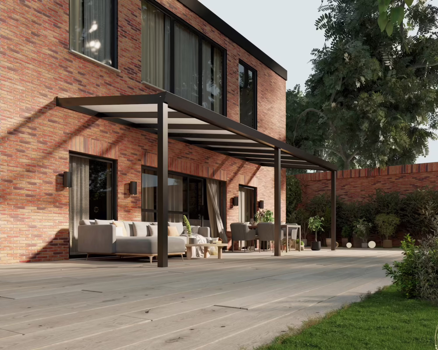 terrasoverkapping-polycarbonaat-dak-8x2,5m-matzwart-opaal-modern25_BottomLeftPerspective