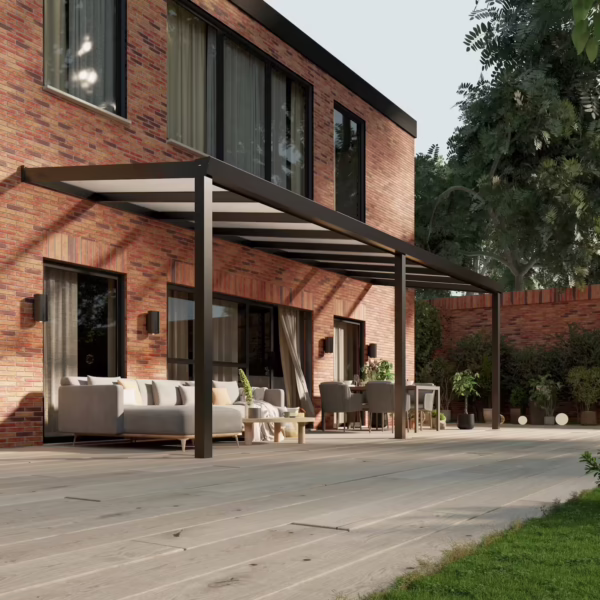 Polycarbonaat overkapping Plus 8 x 2,5 meter matzwart