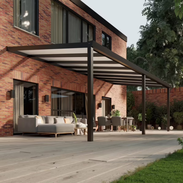 Polycarbonaat overkapping Plus 8 x 3,5 meter matzwart