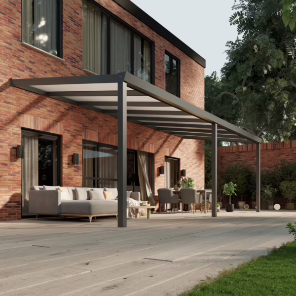 Polycarbonaat overkapping Plus 8 x 3 meter antraciet