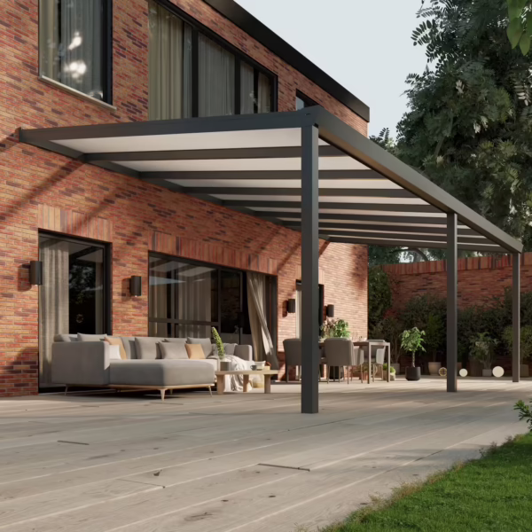 Polycarbonaat overkapping Plus 8 x 4 meter antraciet