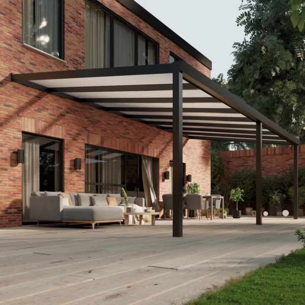 Polycarbonaat overkapping Plus 8 x 4 meter matzwart