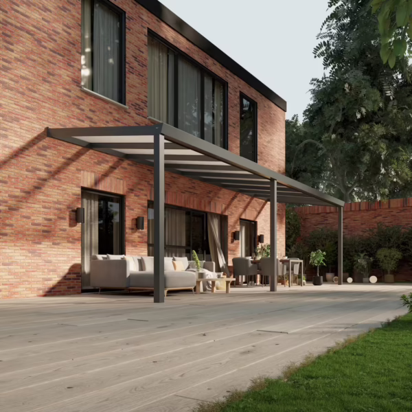 Polycarbonaat overkapping Plus 9 x 2,5 meter antraciet