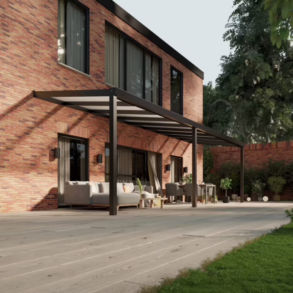 Polycarbonaat overkapping Plus 9 x 2,5 meter matzwart