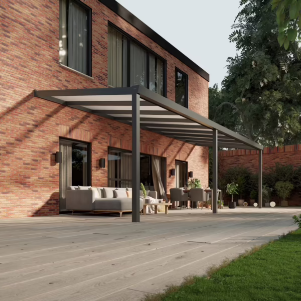 Polycarbonaat overkapping Plus 9 x 3 meter antraciet