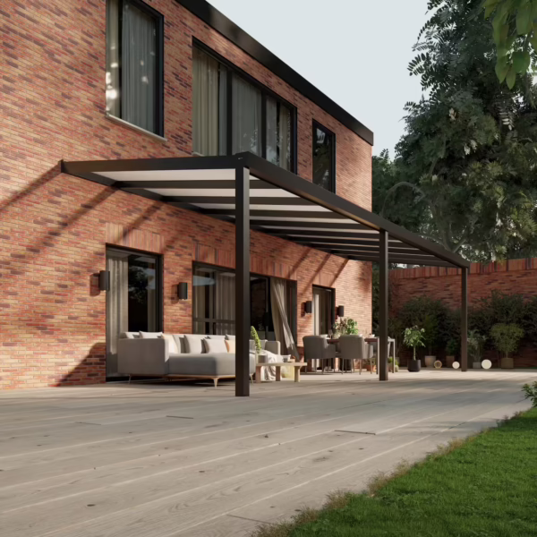 Polycarbonaat overkapping Plus 9 x 3 meter matzwart