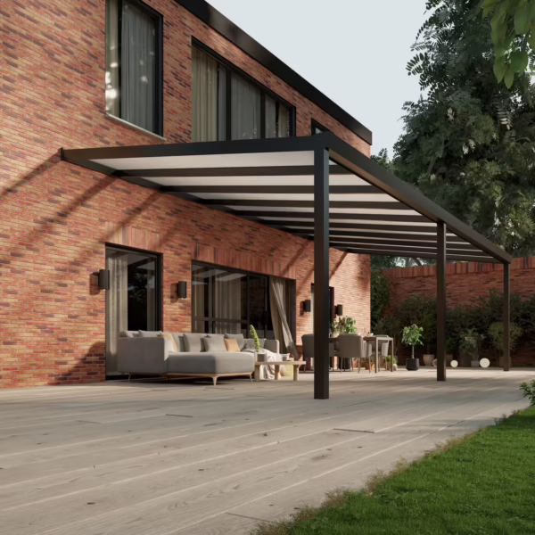 Polycarbonaat overkapping Plus 9 x 4 meter matzwart