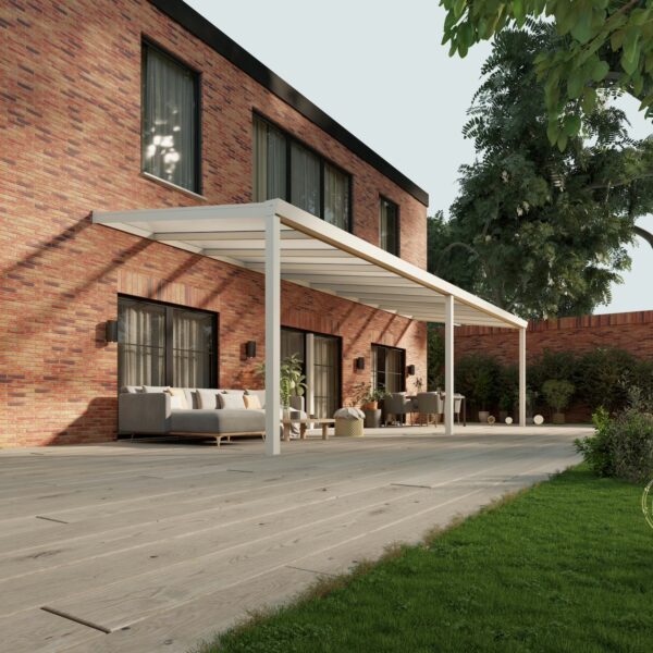Polycarbonaat overkapping Plus 10 x 3 meter mat wit