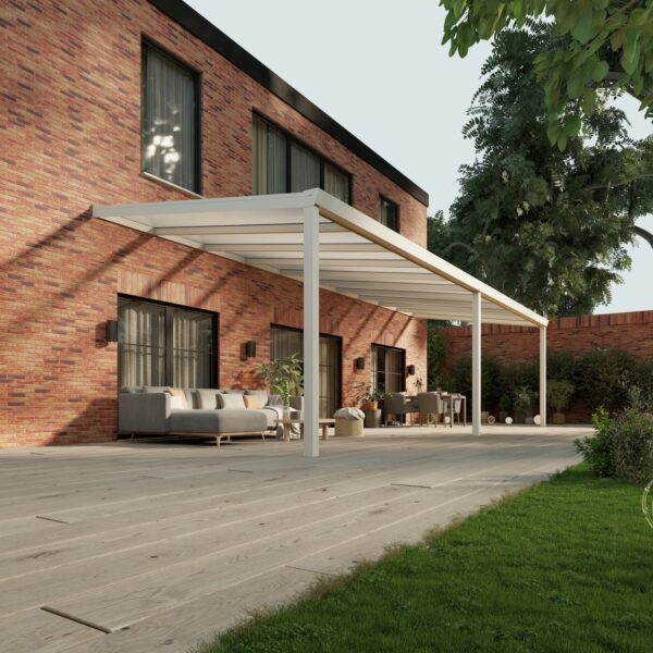 Polycarbonaat overkapping Plus 10 x 3,5 meter mat wit