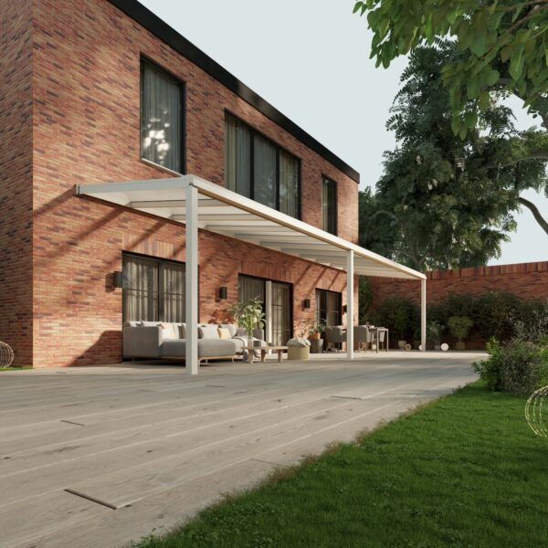 Polycarbonaat overkapping Plus 11 x 2,5 meter mat wit
