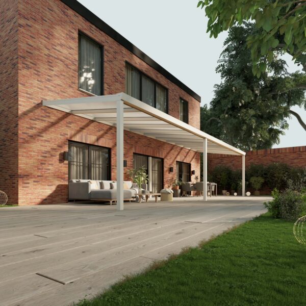 Polycarbonaat overkapping Plus 11 x 3 meter mat wit