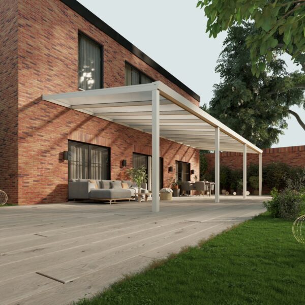 Polycarbonaat overkapping Plus 11 x 4 meter mat wit