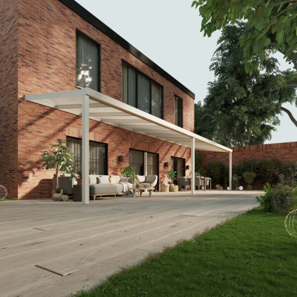 Polycarbonaat overkapping Plus 12 x 2,5 meter mat wit